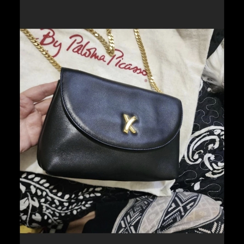 Paloma Picasso Black Leather Chain Bag - Picture 2 of 7